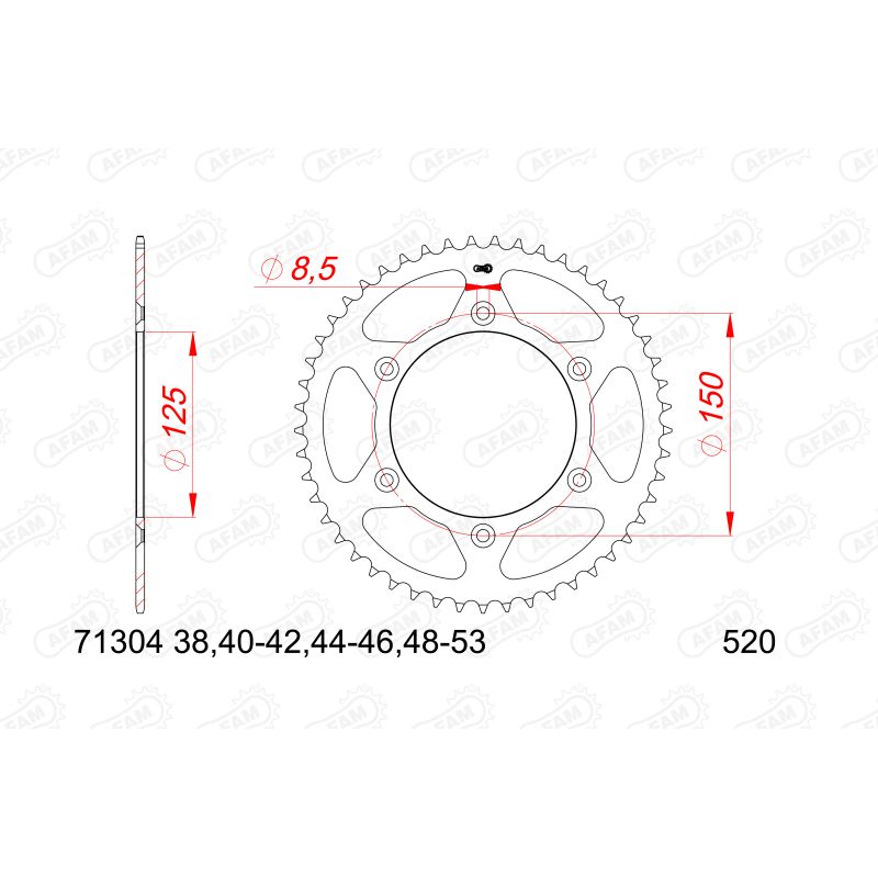 Couronne Acier 49 dents pour chaine 520
