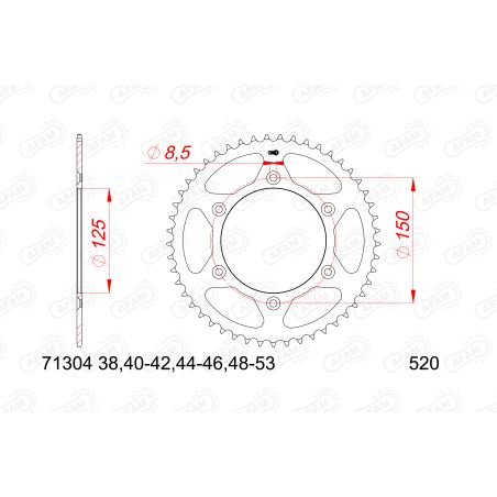 Couronne Acier 49 dents pour chaine 520