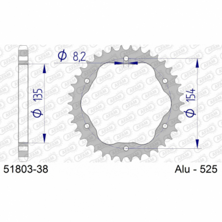 COURONNE EN ALU #525 POUR PCD3 ET PCD4 - Afam - 51803-38