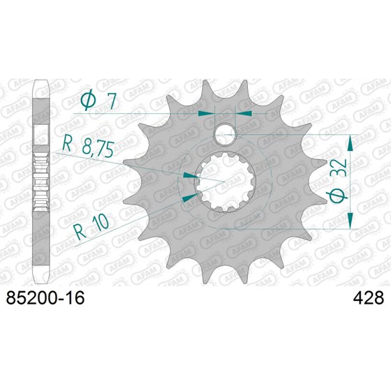 Afam Kit Catena In Acciaio Per MZ (MUZ) RT 125 (Striker) 2001-2007 | Pignone, Corona E Catena | Lavorato CNC
