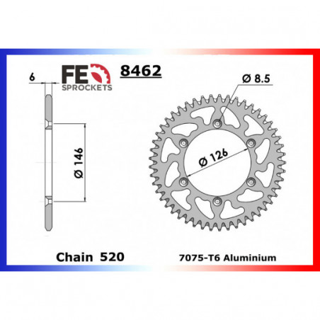 Kit Chaine 83008.2561 Alu Motocross Ultra Renforcee 8462