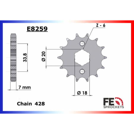 Pignon Chaine 428 - France Equipement 9865.E8259.15