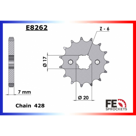 Pignon Chaine 428 - France Equipement 9865.E8262.16