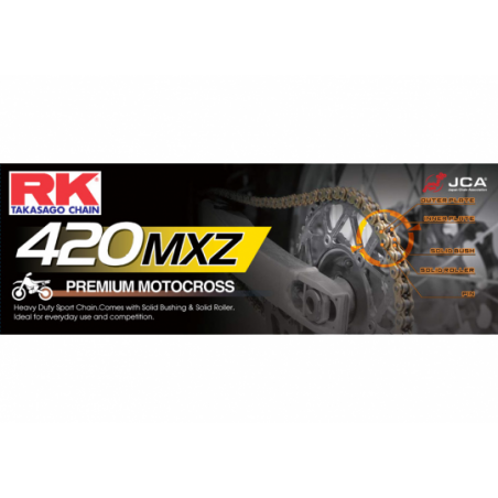 Chaine 420MX RK Motocross Ultra Renforcée Couleur Acier