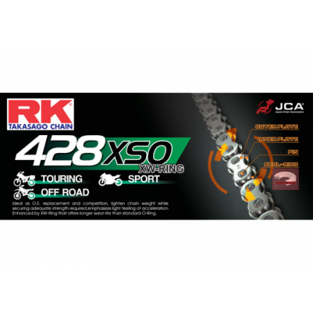 Chaine 428XSO RK RX'Ring Super Renforcée Couleur Acier