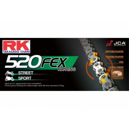 Chaine 520FEX RK RX'Ring Super Renforcée Couleur Acier