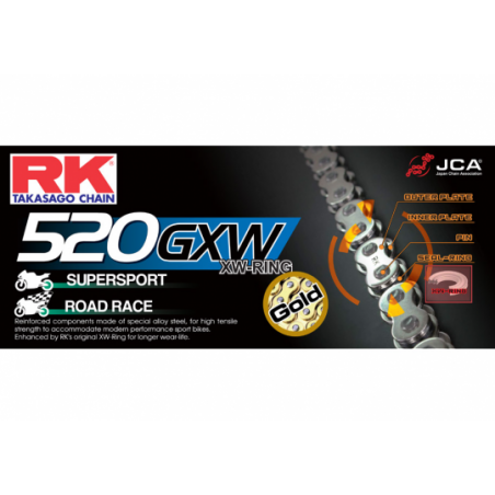 Chaine GB520GXW RK XW'Ring Ultra Renforcée Couleur Gold