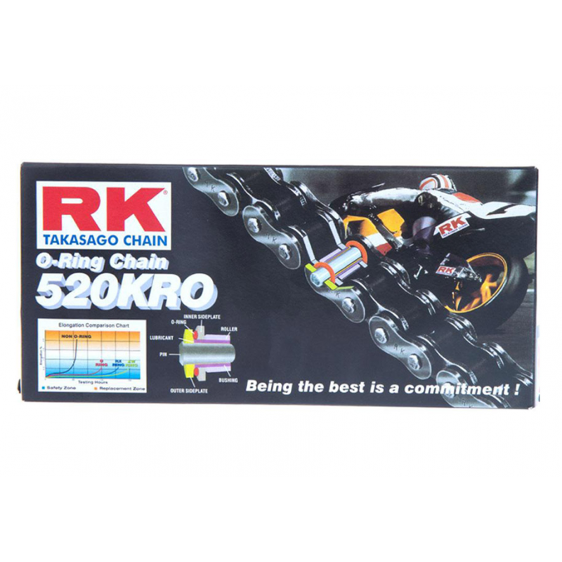 Chaine RK 520KRO O'Ring Renforcée, Couleur Acier Maillons 36