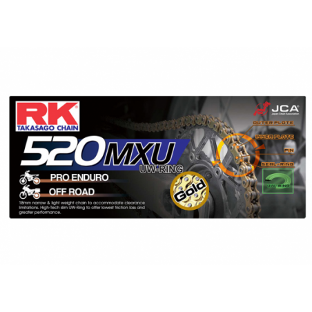 Chaine GB520MXU RK UW'Ring Racing TT Ultra Renforcée Couleur Gold