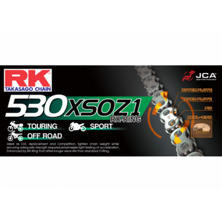 Chaine 530XSO RK RX'Ring Super Renforcée Couleur Acier